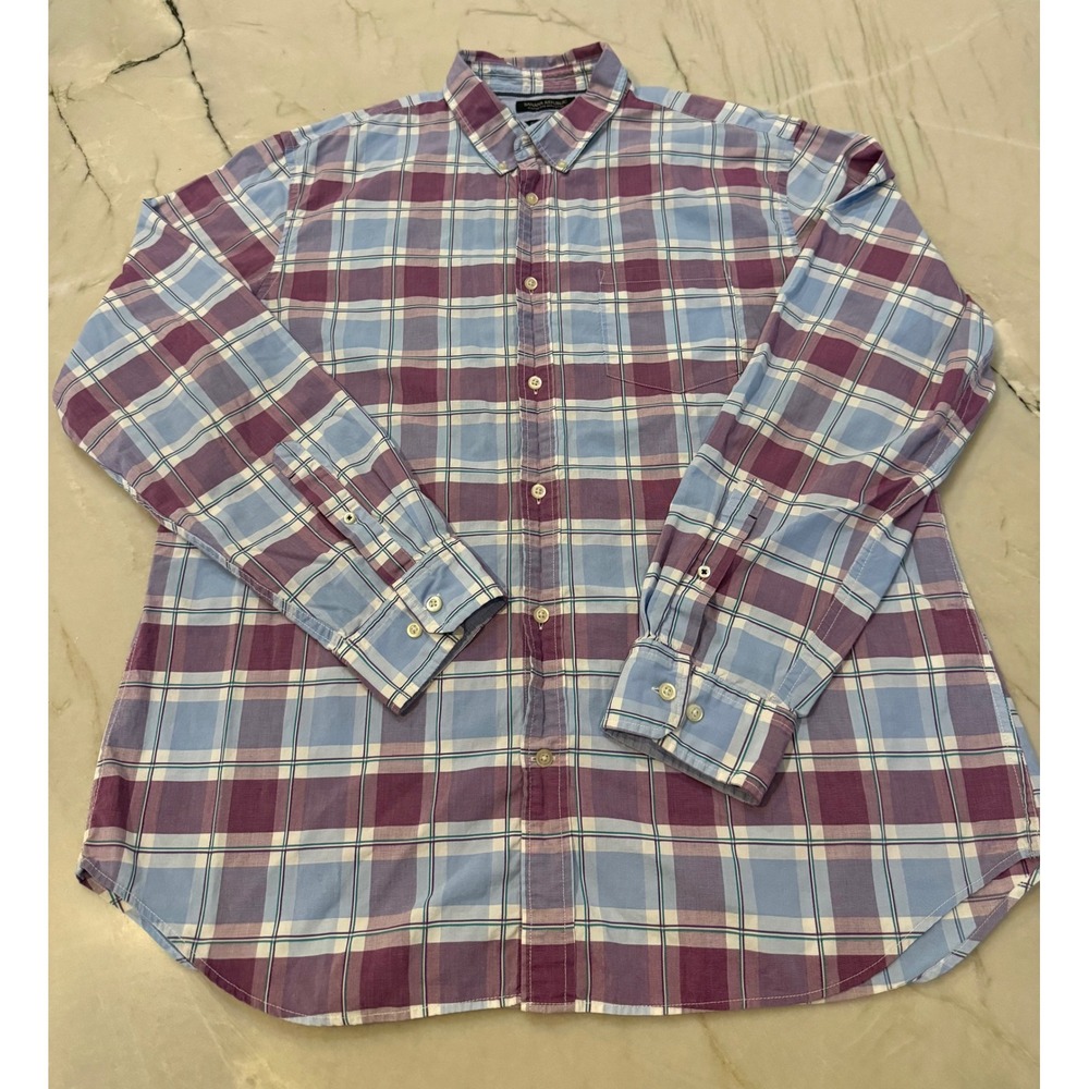 Banana Republic Custom 078 Wash Camden Fit Plaid Long Sleeve Shirt Men's  XL
